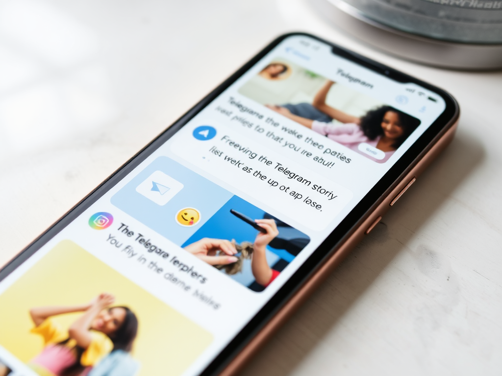 На изображении телефон с интерфейсом приложения Telegram и постами пользователей.